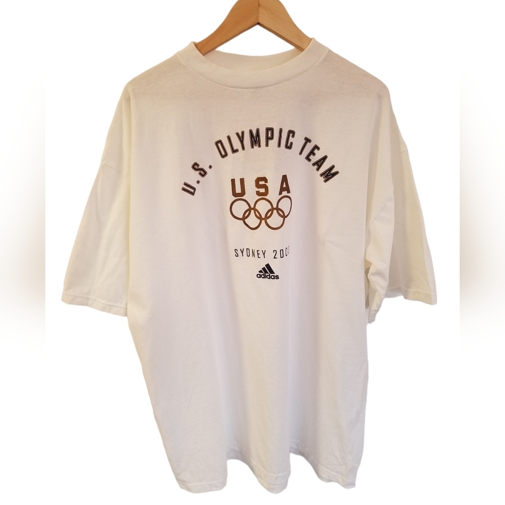 2000 adidas US Olympic Team  Sydney Australia Short Sleeve Tshirt  Size XL White